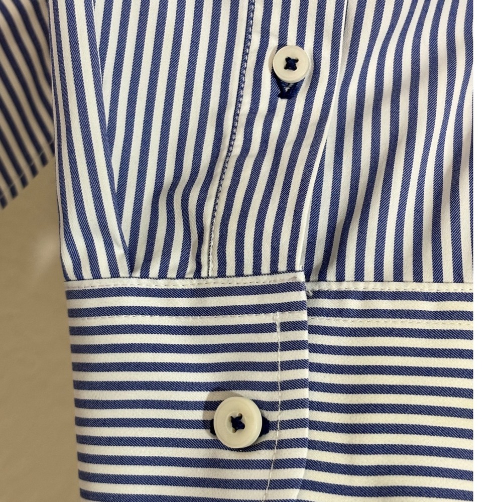 UNTUCKit Button Down Mens XXL Blue White Stripe Slim Fit Performance Stretch - Picture 3 of 10
